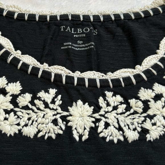 Talbots Black Embroidered Cotton Top - Picture 4 of 7